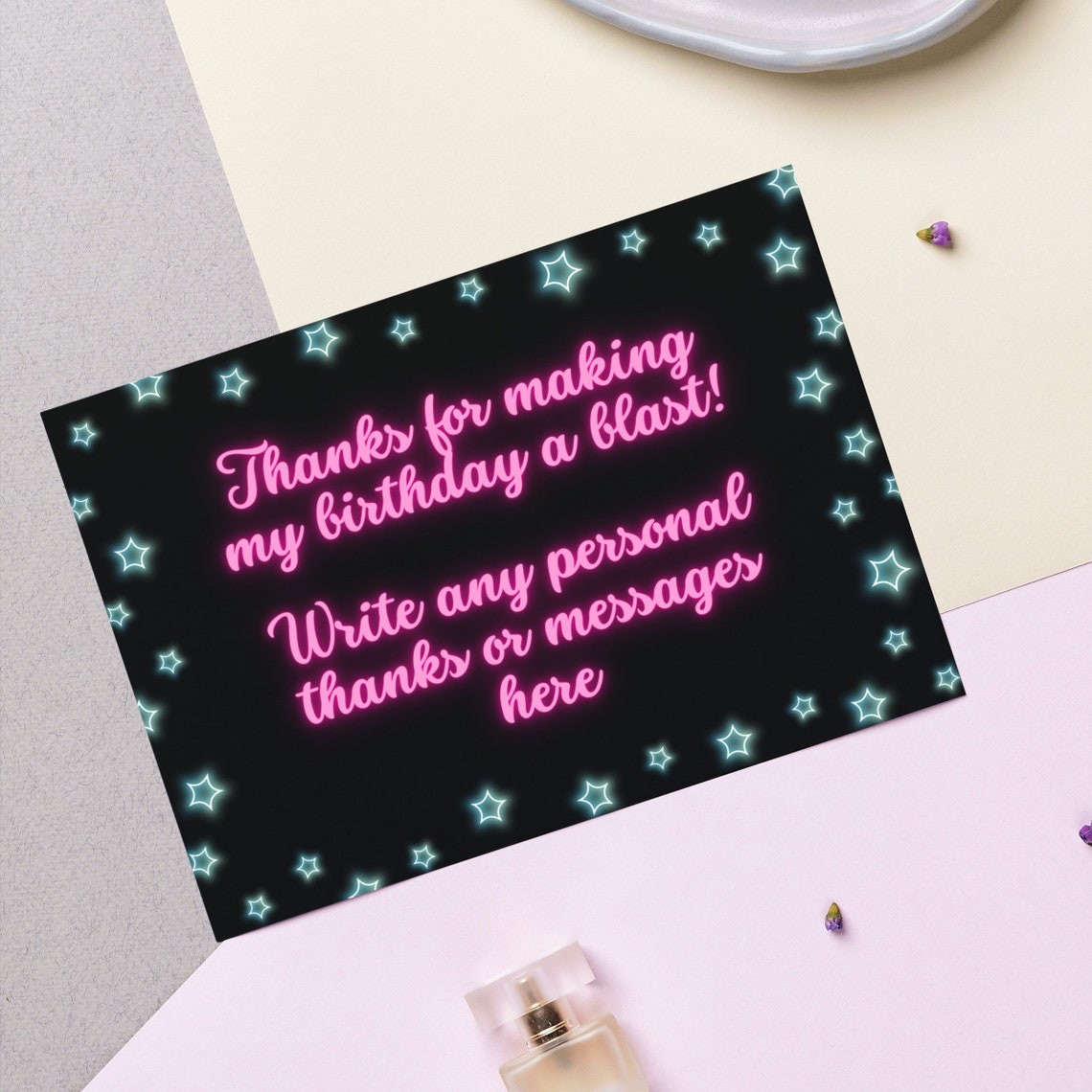 Neon Birthday Invitation Template, Glow Party Invitation Download Neon