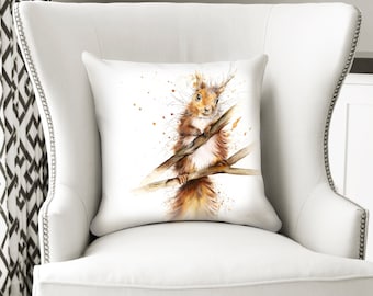 Red Squirrel Cushion, Pillow, Soft Furnishings, Home Decor,  Art for the Home