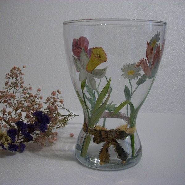 vase en verre peint main