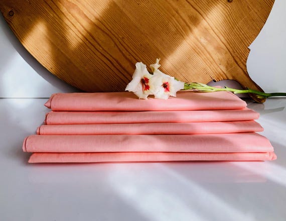 Midcentury I Tischtuch I Rosa Laken I Überlaken I Stoff Bettlaken I Garantiert unbenutzt