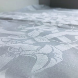 Noble damask tablecloth with monogram AS I Extra long I Dowry gloss I Tablecloth I Antique