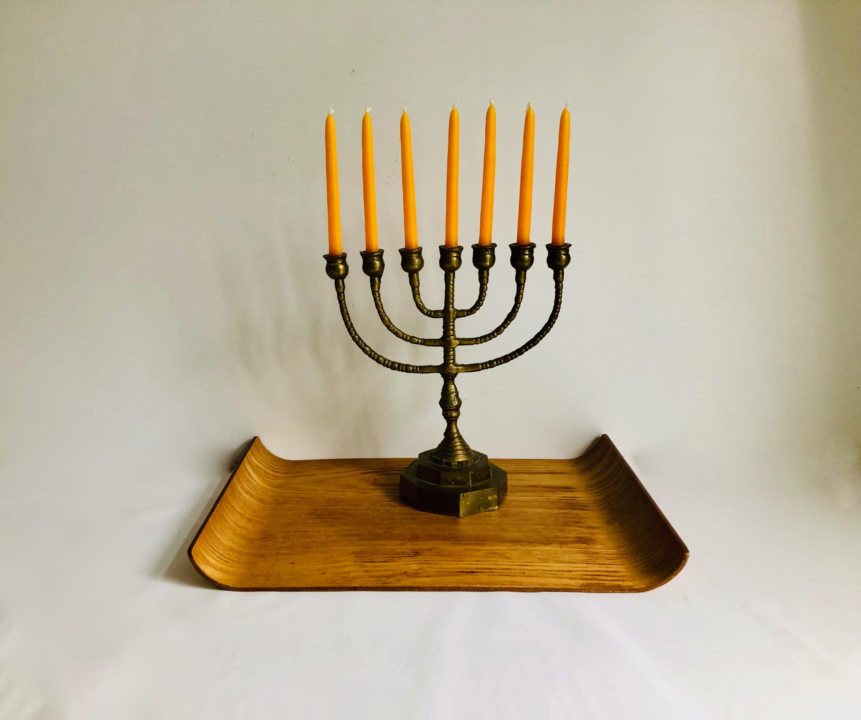Wonderful! I Large candle holder, festival of lights, handcrafted I Tree of Life brass candlestick I 7-branched menorah, vintage