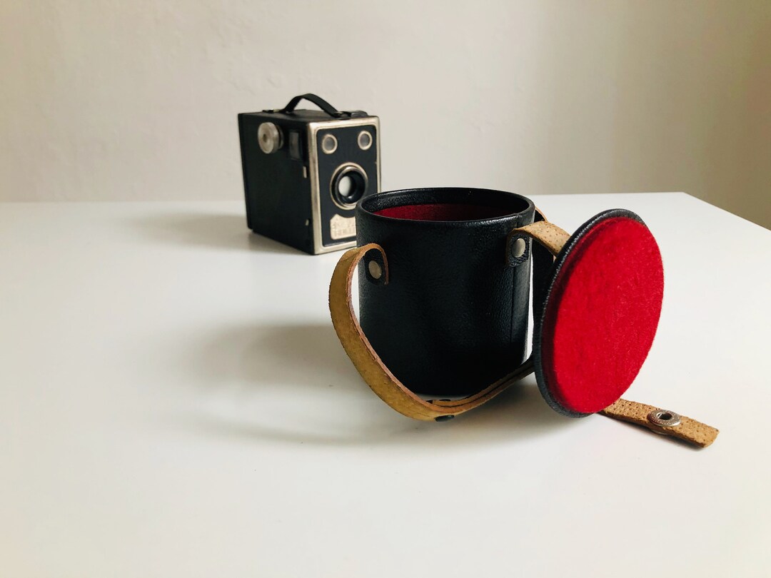 Vintage Camera Lens Case Round Leather Drum Box I True Vintage Etsy