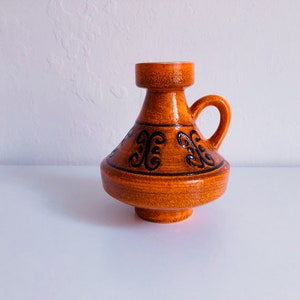 Sixties Lava Ceramic I Vase Orange Chocolate Brown I Handcrafted Pottery West-Germany I True Vintage