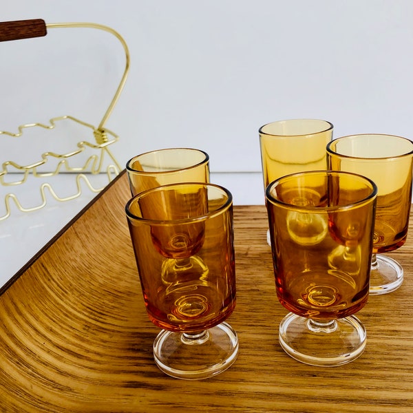 5 verres dans un ensemble I Liqueur de schnaps des années 60 I Rockabilly I Vintage Midcentury