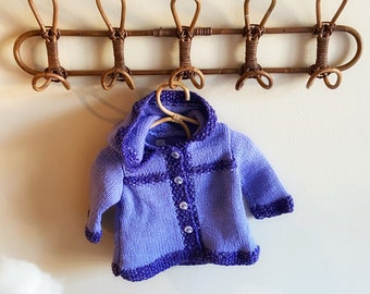 6-12 months | Purple Hooded Jacket for Baby and Custom Hand Embroidery