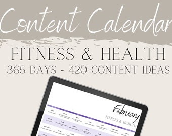 Fitness & Health Content Calendar | Gym Social Media Ideas | Reusable Calendar | Personal Trainer Marketing | Fitness Instagram Post Ideas