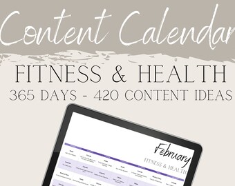 Fitness & Health Content Calendar | Gym Social Media Ideas | Reusable Calendar | Personal Trainer Marketing | Fitness Instagram Post Ideas