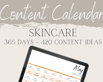 Skincare Business Social Media Content Calendar l 365 Reusable Social Media Marketing Planner l Social Media For Esthetician