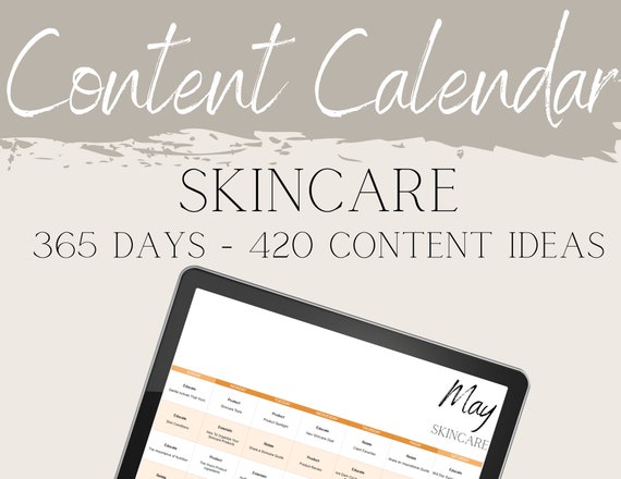 Skincare Business Social Media Content Calendar l 365 Reusable Social Media Marketing Planner l Social Media For Esthetician