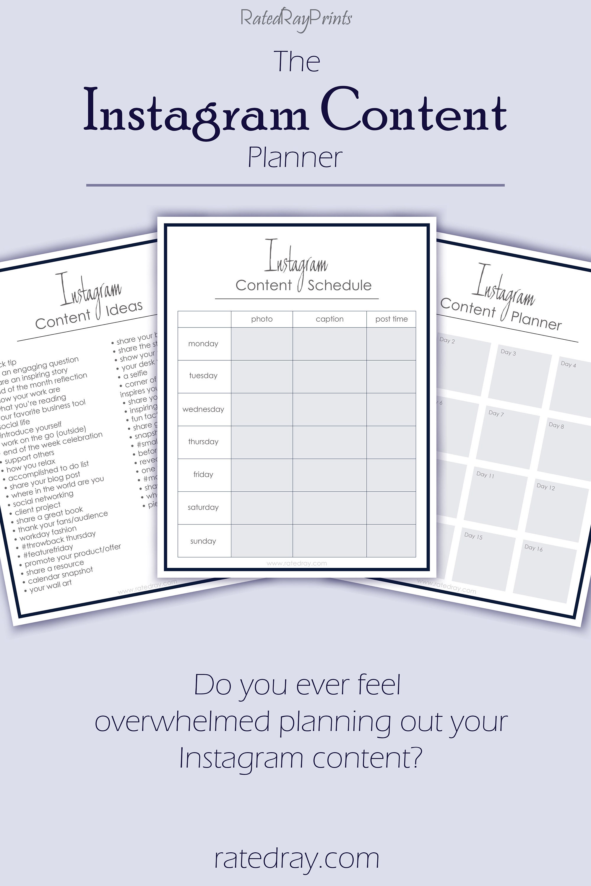 Instagram Content Planner Template Instagram Content Planner Template