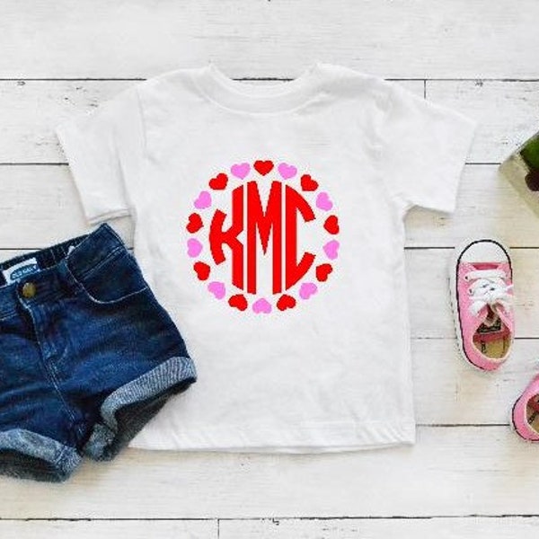 Girls Valentine Shirt, Valentine Monogram shirt, Heart Shirt, Kids Valentine Shirt, Personalized kids shirt, Personalized Valentines Shirt