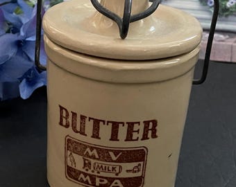 Mantequera de gres vintage con tapa de bala