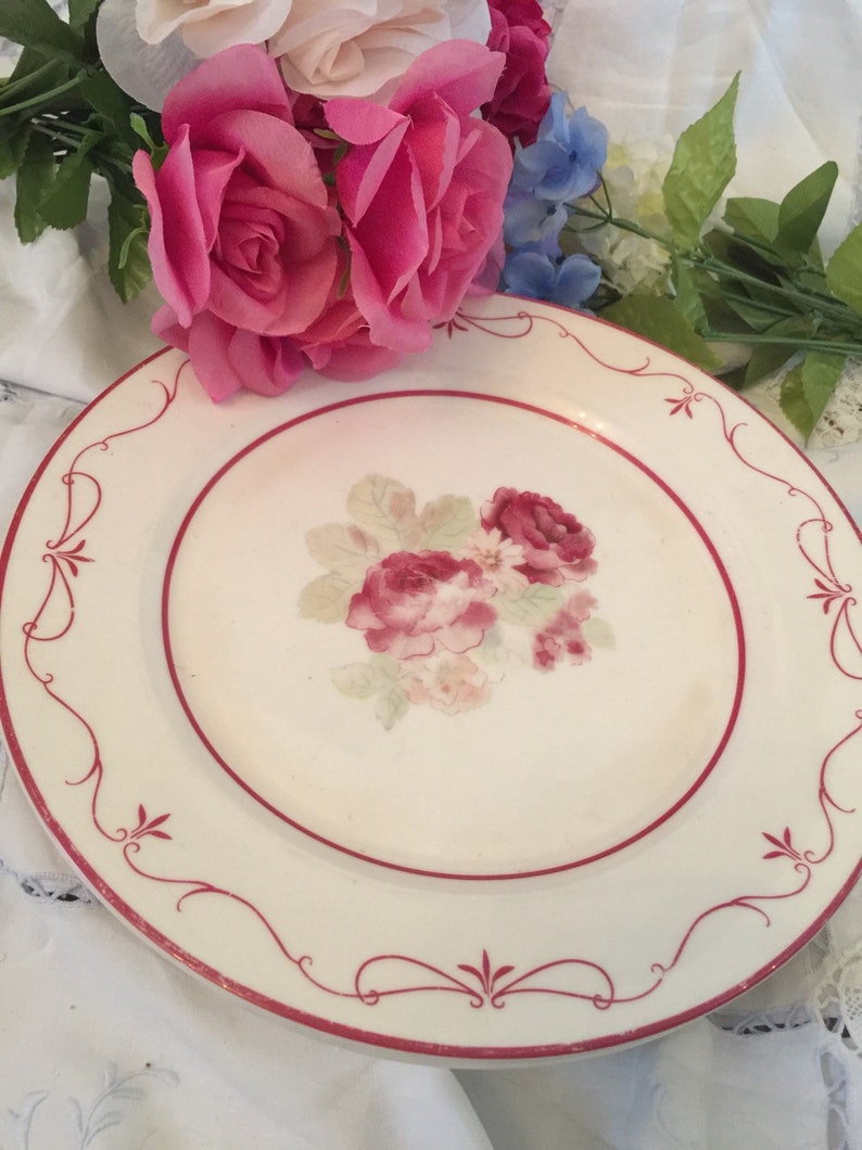 Vintage Waverly Vintage Rose Dinner Plates Set of 5shabby Etsy