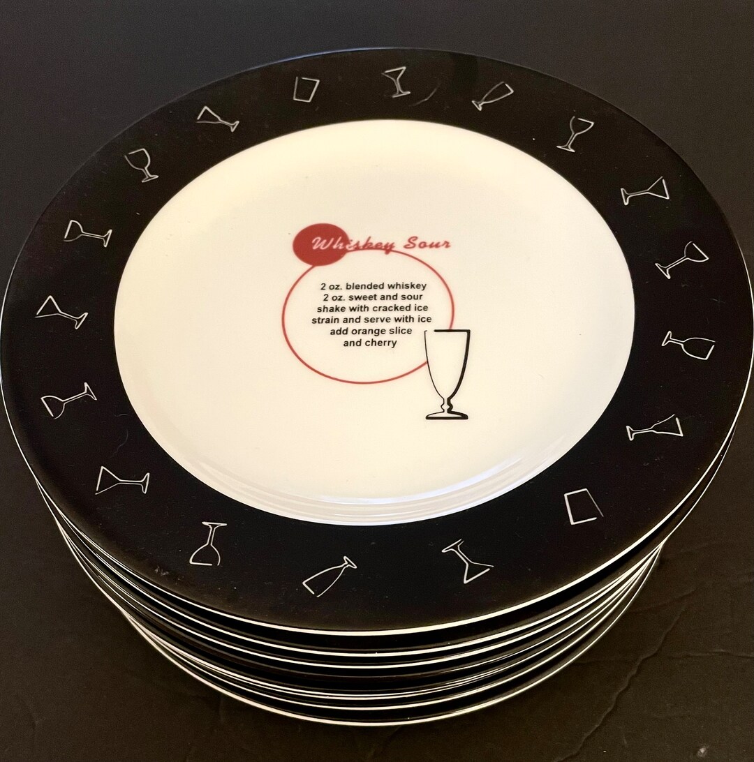 Vintage Pottery Barn Plates Retro Bar Cocktails Apero Etsy