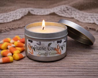 Candy Corn Scented Soy Candle: Fall Halloween Decor