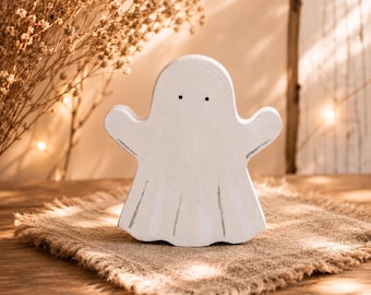 Handpainted Distressed Wooden Ghost Decor: Cottagecore Halloween Shelfie