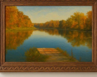 Autumn River Landscape Print: Cozy Fall Home Decor (Digital Download