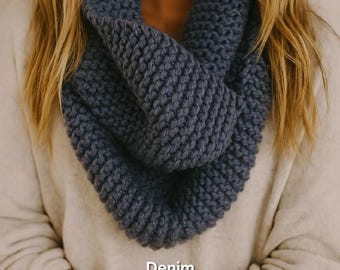 Chunky Knit Infinity Scarf: Super Soft Acrylic, Handmade Unisex Gift