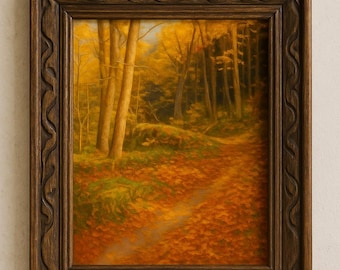 Autumn Forest Trail Print: Golden Cottagecore Wall Art (Digital Download)