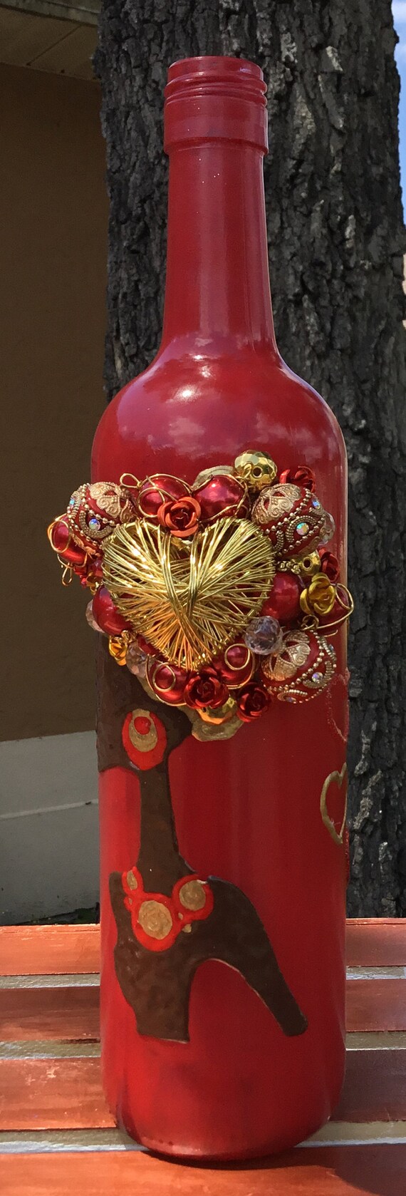 Hand-Painted Handmade Upcycled Glass Wine Liquor Bottle Single Stick Incense Burner Holder Home Table Yoga D\u00e9cor Smoke New Orleans Skull