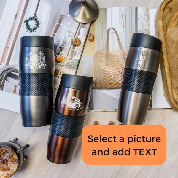 Travel in Style with Engraved Thermal Mug - Stainless Steel Insulated Coffee Tumbler Stay Caffeinated on the Go