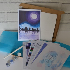 Landscape painting, instructions step by step, Letterbox gift, DIY paint kit, acrylic painting for beginners,  diy painting, canvas