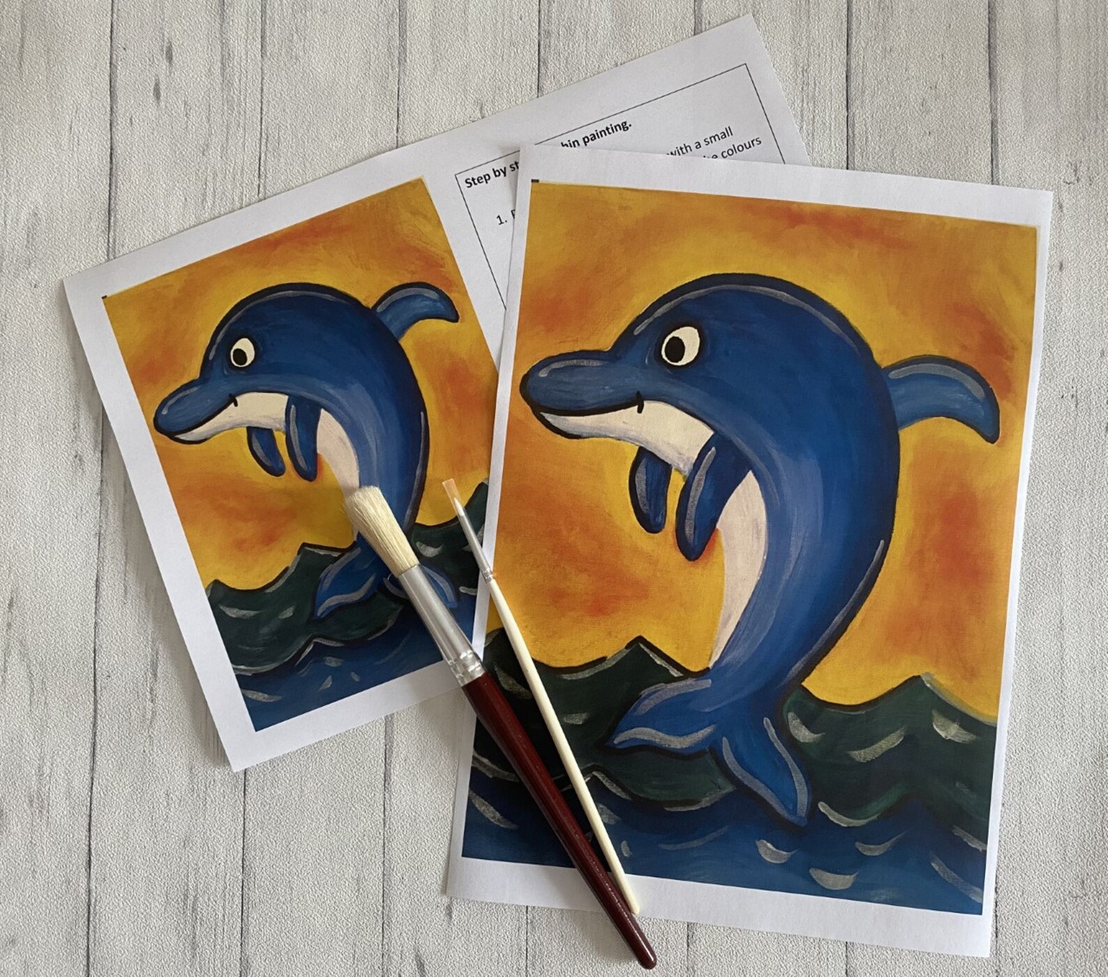 Children's dolphin painting paint your own DIY acrylic Etsy