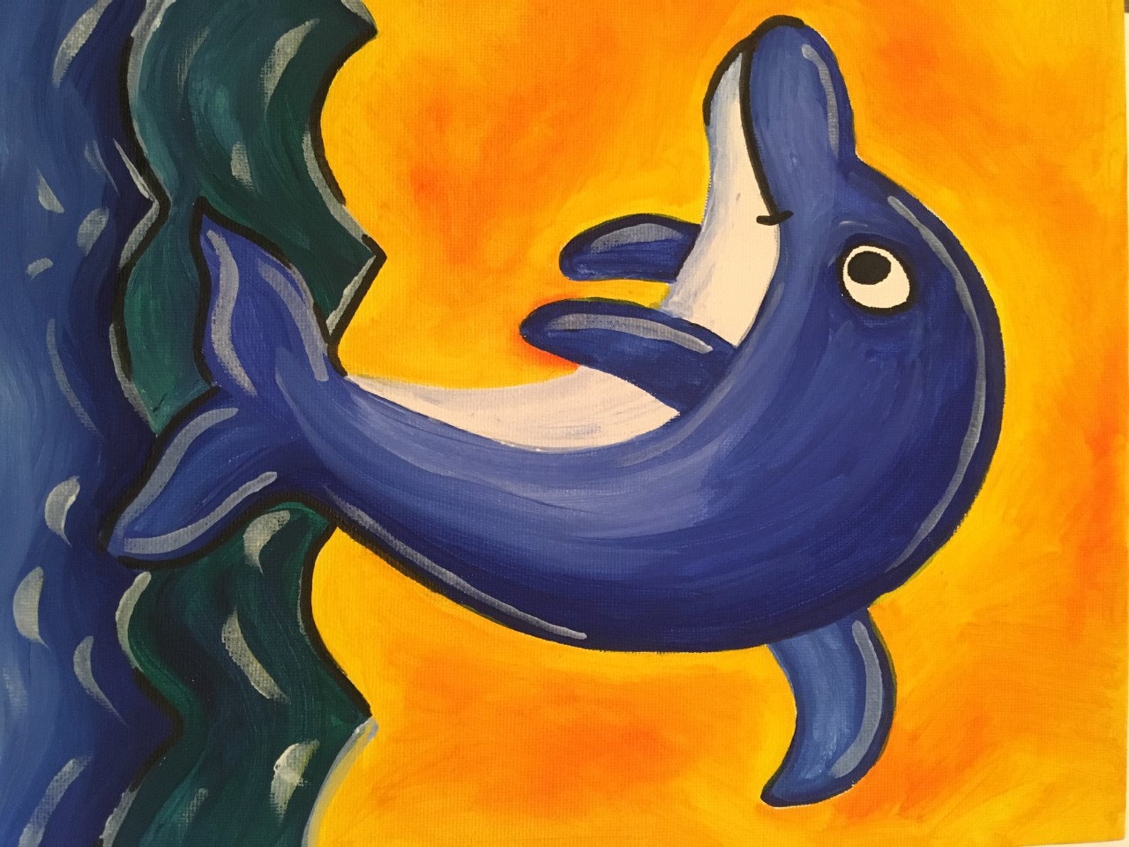 Children's dolphin painting paint your own DIY acrylic Etsy