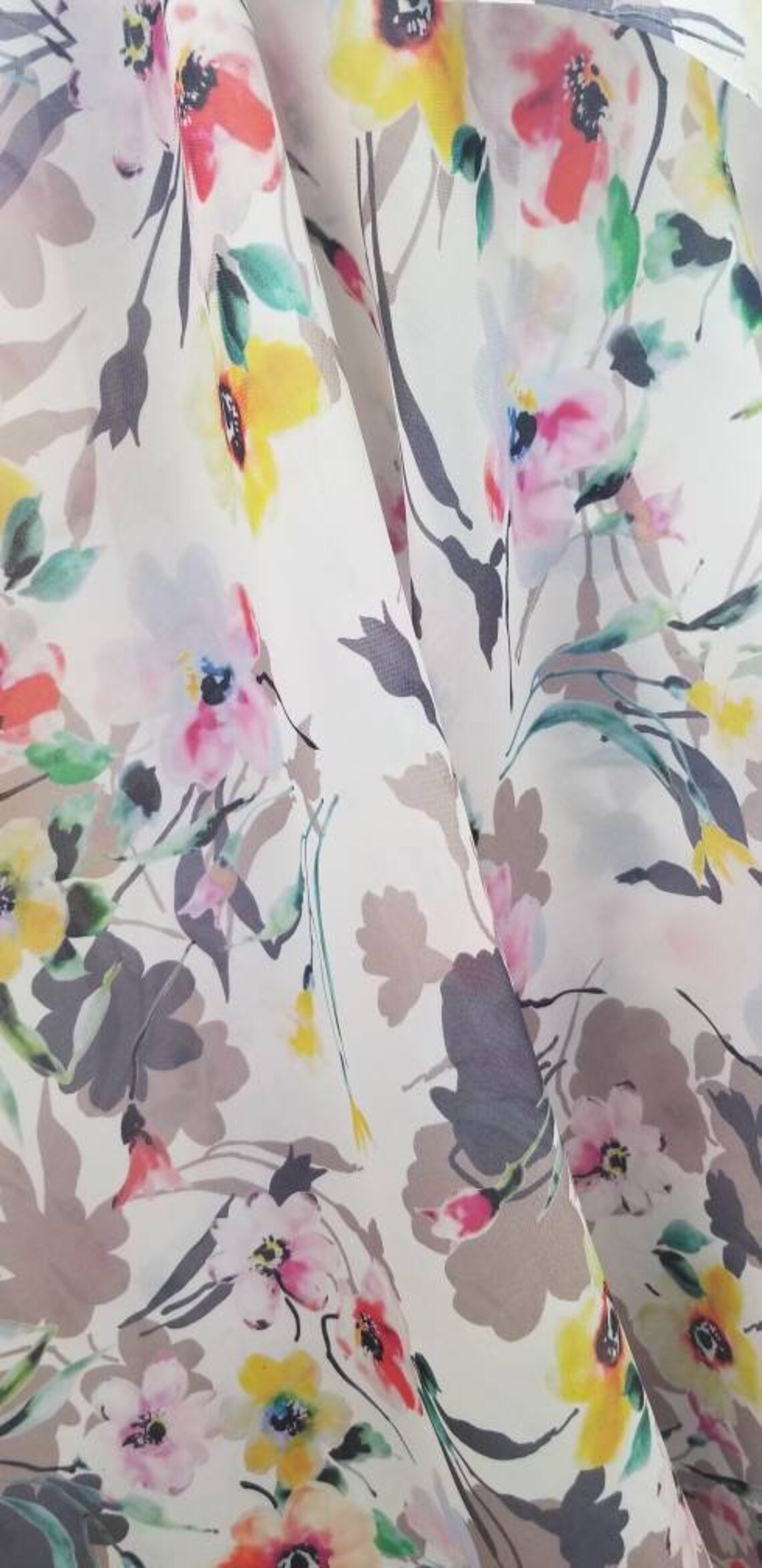 White Floral Print Silk Gazar Dress Fabric0.5 yard Etsy