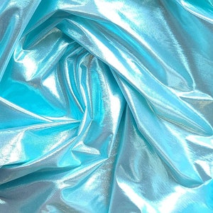 Luxurious Liquid Glassy Lamé Fabric, Sky Blue