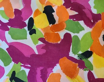 Designer Printed Orange-Magenta-Multicolor Texture-light weight-dress-Fabric