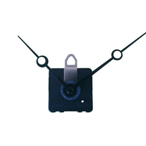 Può includere: Un movimento dell'orologio nero con lancette nere e un gancio in metallo argentato. Le lancette dell'orologio hanno accenti circolari. Il meccanismo dell'orologio è quadrato e ha un quadrante circolare al centro.