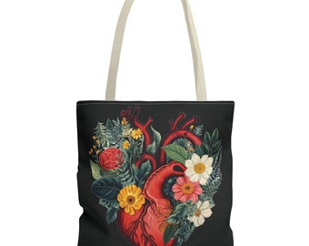 Bag Heart Flowers Spring Tote Gift Unique Idea Love Finnish Design 2024 Two sides print