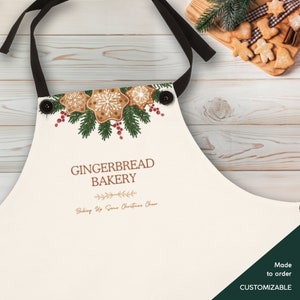 Gingerbread Bakery Apron Christmas Gift for Her Winter Fashion Happy Holidays Outfit Family Time Gifts for Mom