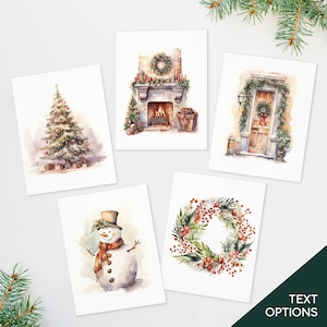 Cartes de Noël Couleurs pastel (paquet de 5) Cartes postales du Nouvel An pour de joyeuses fêtes Design aquarelle nordique unique de Finlande