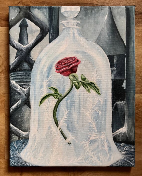 Beauty And The Beast Rose Painting Etsy