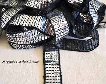 2cm or 4cm Paillette Ribbon Grey Silver on grey background Sequin Vanessa Bruno