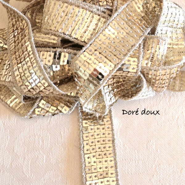 Soft Gold Sequin Ribbon, Vanessa Bruno, 2cm or 4 cm, Sequin