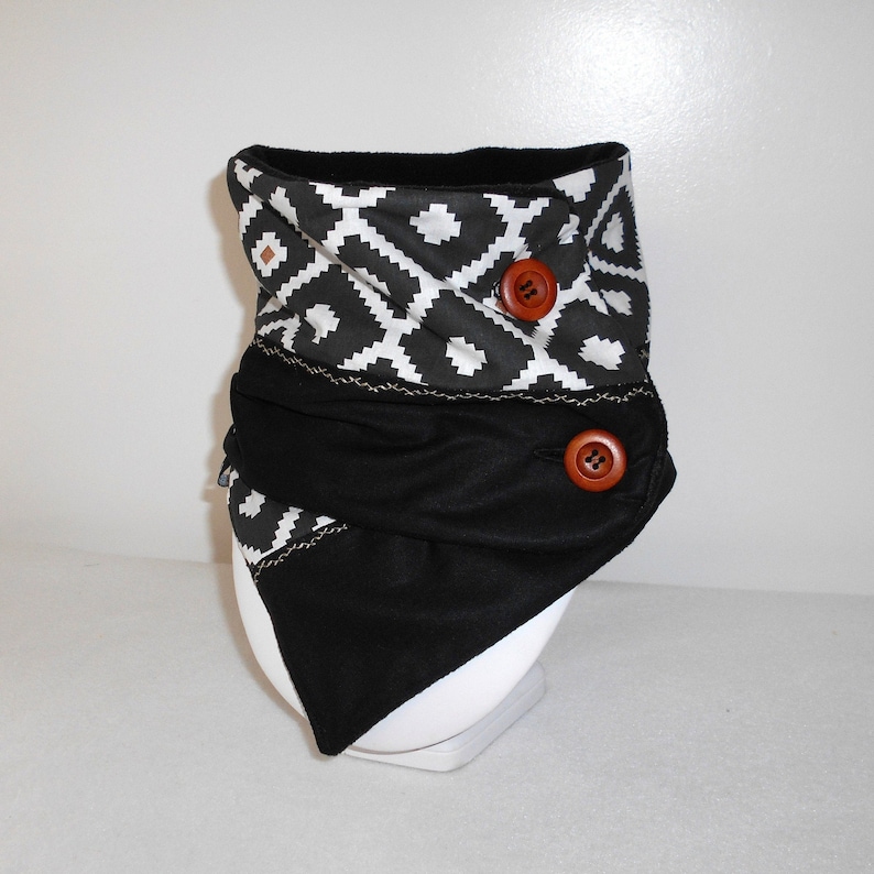 Snood Col Tour Polaire Réversible Noir / Tissu Baroque Steampunk - Neuf Sans étiquette - Écharpe Tube Unisexe