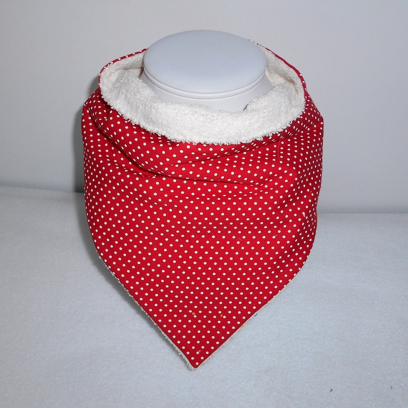 Orange, red or pink polka dot scarf bib, large scarf bib, child, teenager, adult, woman, handi-bavouille, special needs bibs Red