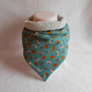 GINKGO adult scarf bib, bandana shape, large bib for women, teenagers or girls, various colors, special needs bib, ginkgo or fan