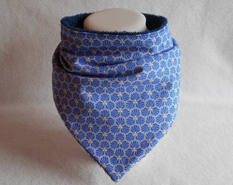 Bavoir bandana BLEU MARINE, grand bavoir anti bavouilles, enfant, adolescent, adulte, motifs variés, avec ou sans prénom, special needs bib