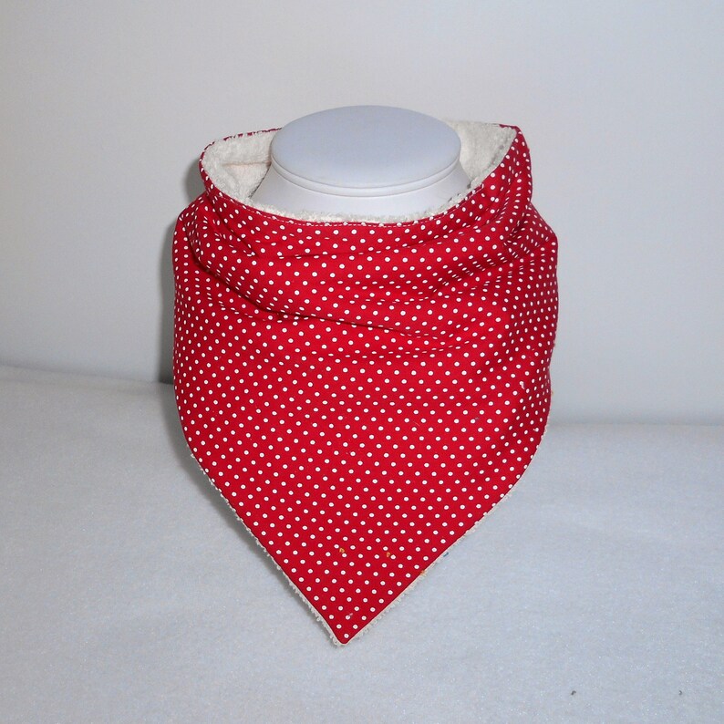 Orange, red or pink polka dot scarf bib, large scarf bib, child, teenager, adult, woman, handi-bavouille, special needs bibs image 2