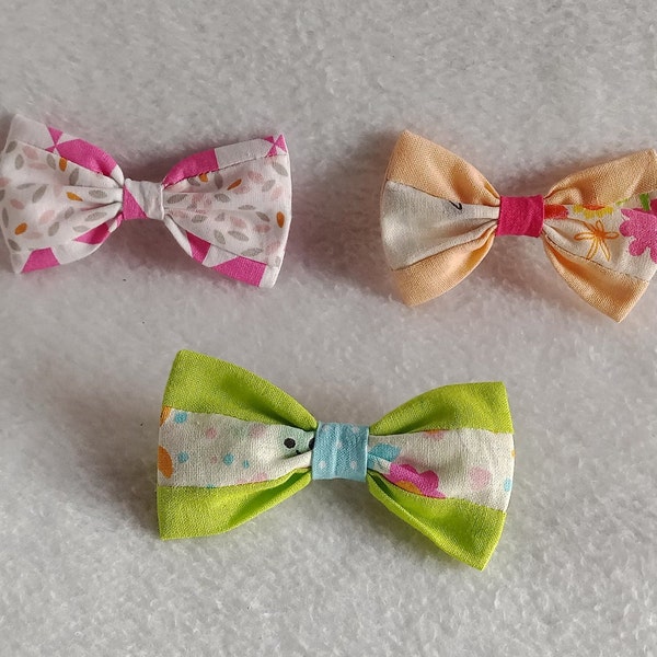 Pince papillon faite main, pince à cheveux en tissu, barrette en tissu coton cousue main, barrette noeud papillon fille, pince crocodile