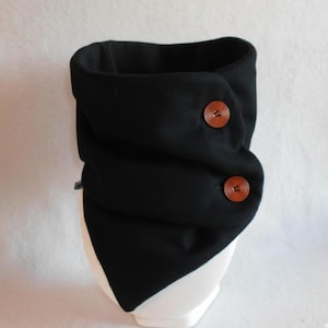 Calentador de cuello de polar negro, calentador de cuello de invierno, bufanda de botones, cuello de invierno elegante, cuello negro para adultos, hombre, mujer, adolescente o niño imagen 5