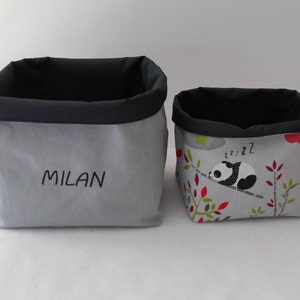 Stoffkorb für Kinder oder Babys, großer und/oder mittlerer Korb, personalisierter Korb, Panda, Wald, Fuchs, personalisiertes Geburtsgeschenk