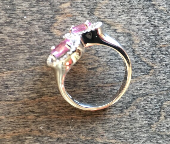 Hot Pink Sapphire and Diamond White Gold Ring - image 3
