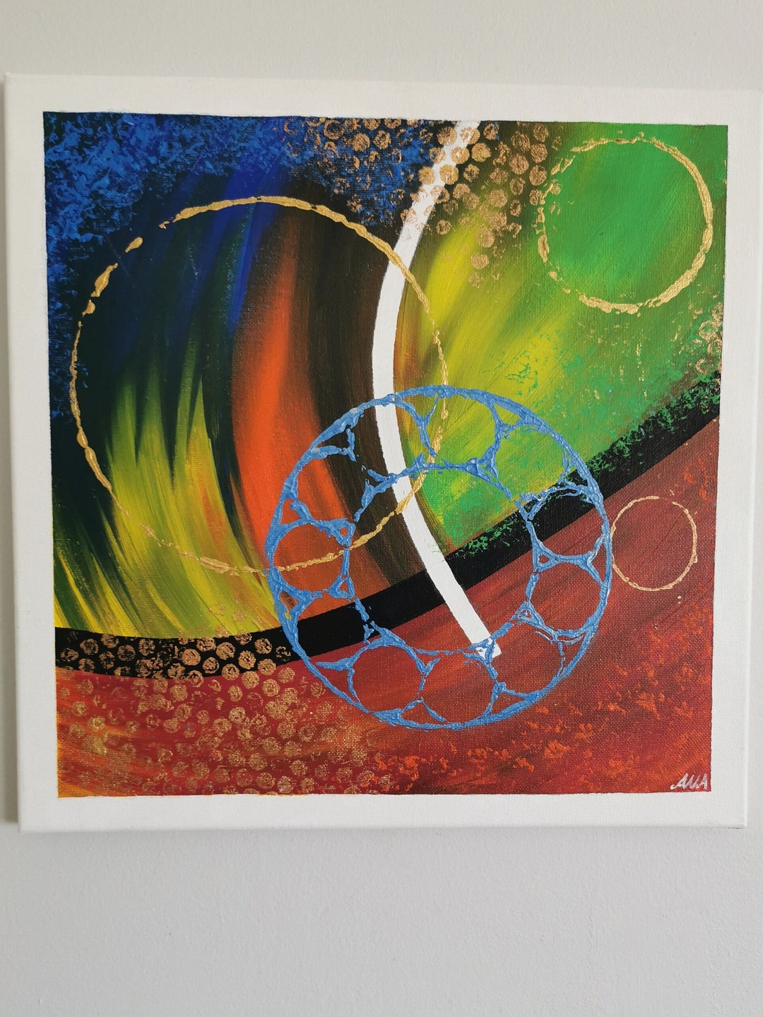 Evolution-abstract Acrylic Painting on Stretched Canvas. Square. Unique ...