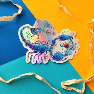 Schorpioen Sticker Set, holografisch Vinyl - Horoscoop, Dierenriem, Sterrenbeelden - Regenboog effect - Waterteken, De Schorpioen - Set van drie